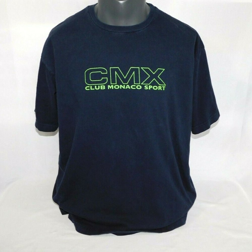 Vintage 90s Club Monaco Sport CMX Blue T Shirt  Mens 2XL
